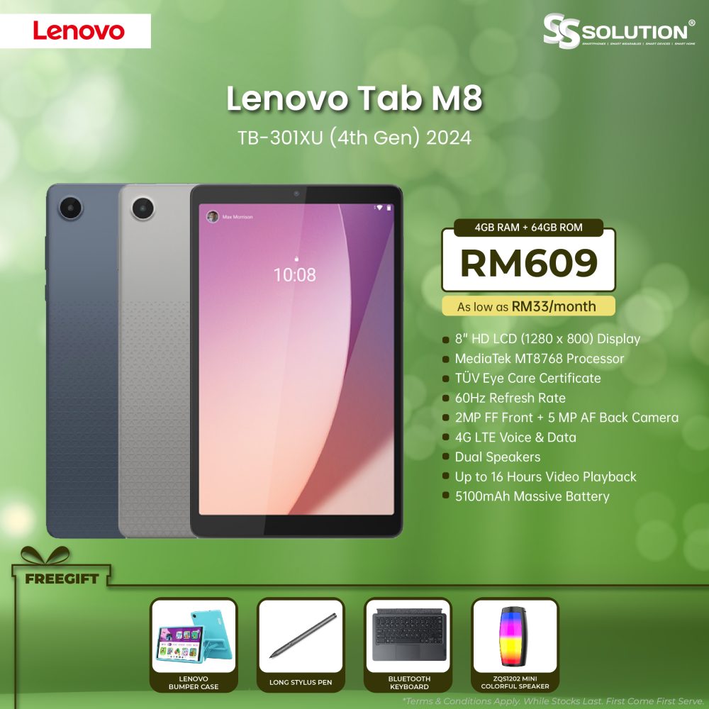 Lenovo Tab M8 4th Gen 2024 (4GB RAM + 64GB ROM) | 8″ HD LCD