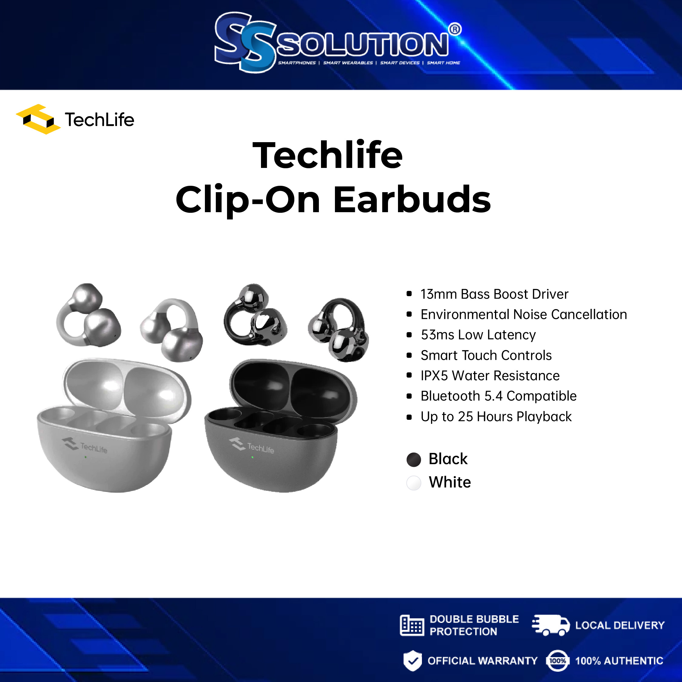 TechLife Clip-On Earbuds1