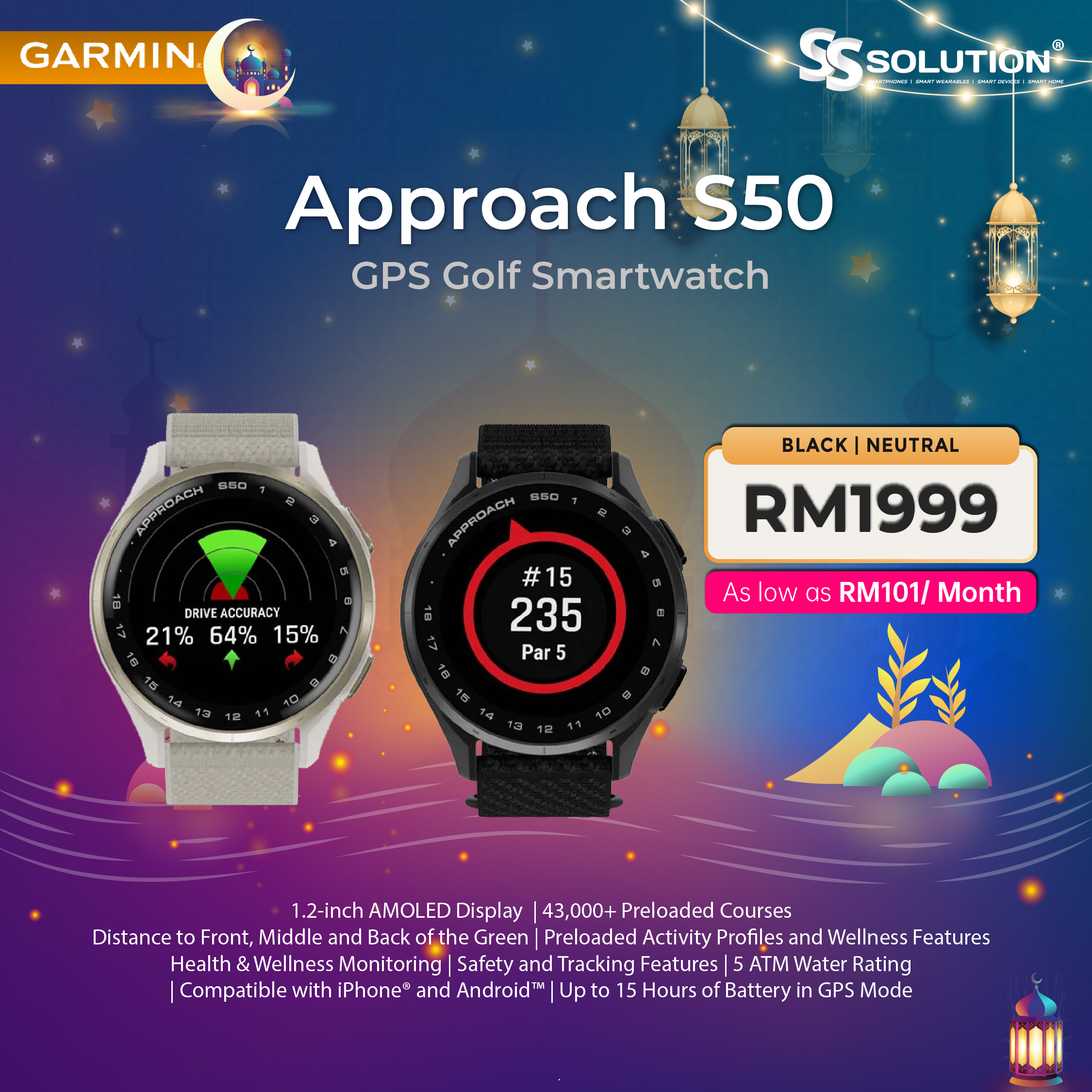 Garmin Approach S50 – GPS Golf Smartwatch-01